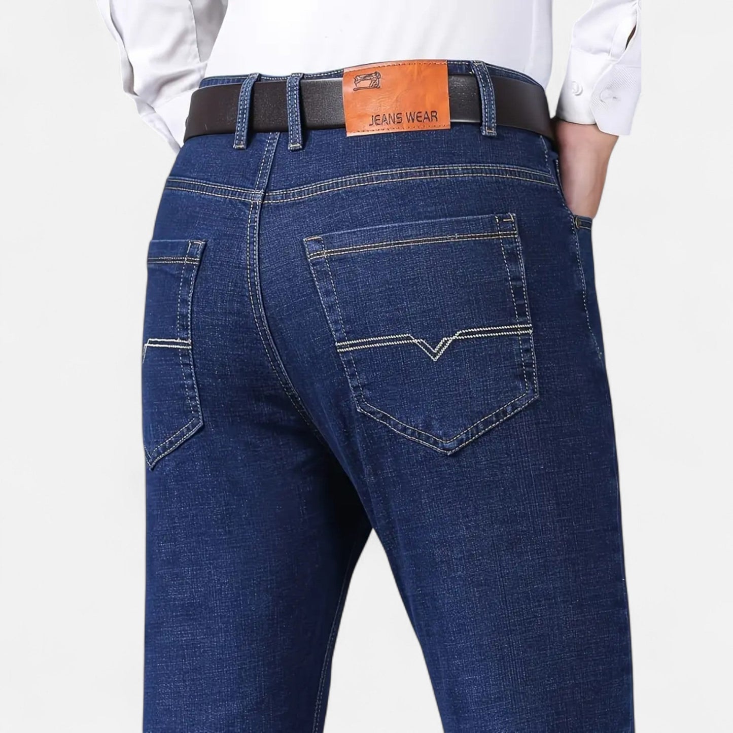 Auvier | Men’s High-Waist Faux Denim Trousers