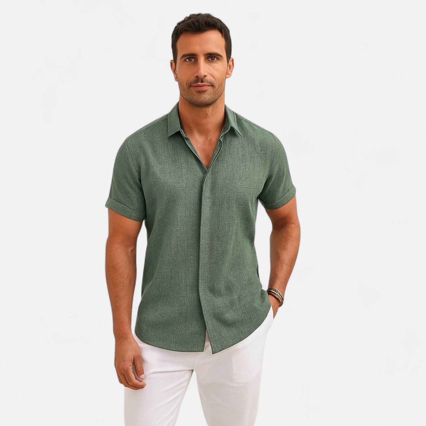 Auvier | Men’s Short-Sleeve Linen Shirt – Relaxed Lightness, Natural Elegance