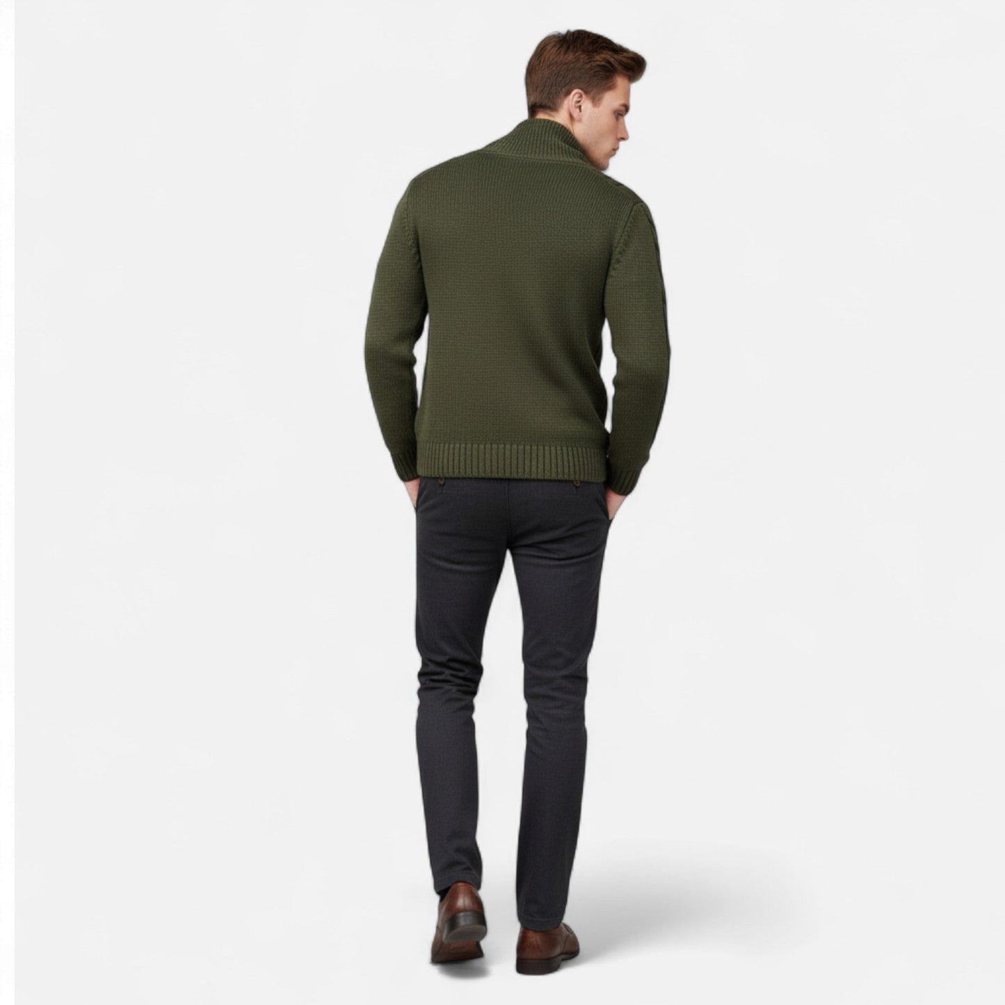 Auvier | Men’s Rib-Knit Button-Up Cardigan