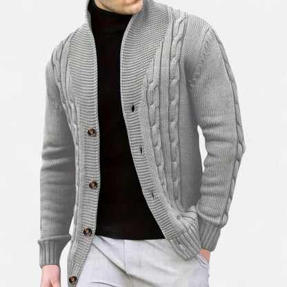 Auvier | Men’s Rib-Knit Button-Up Cardigan