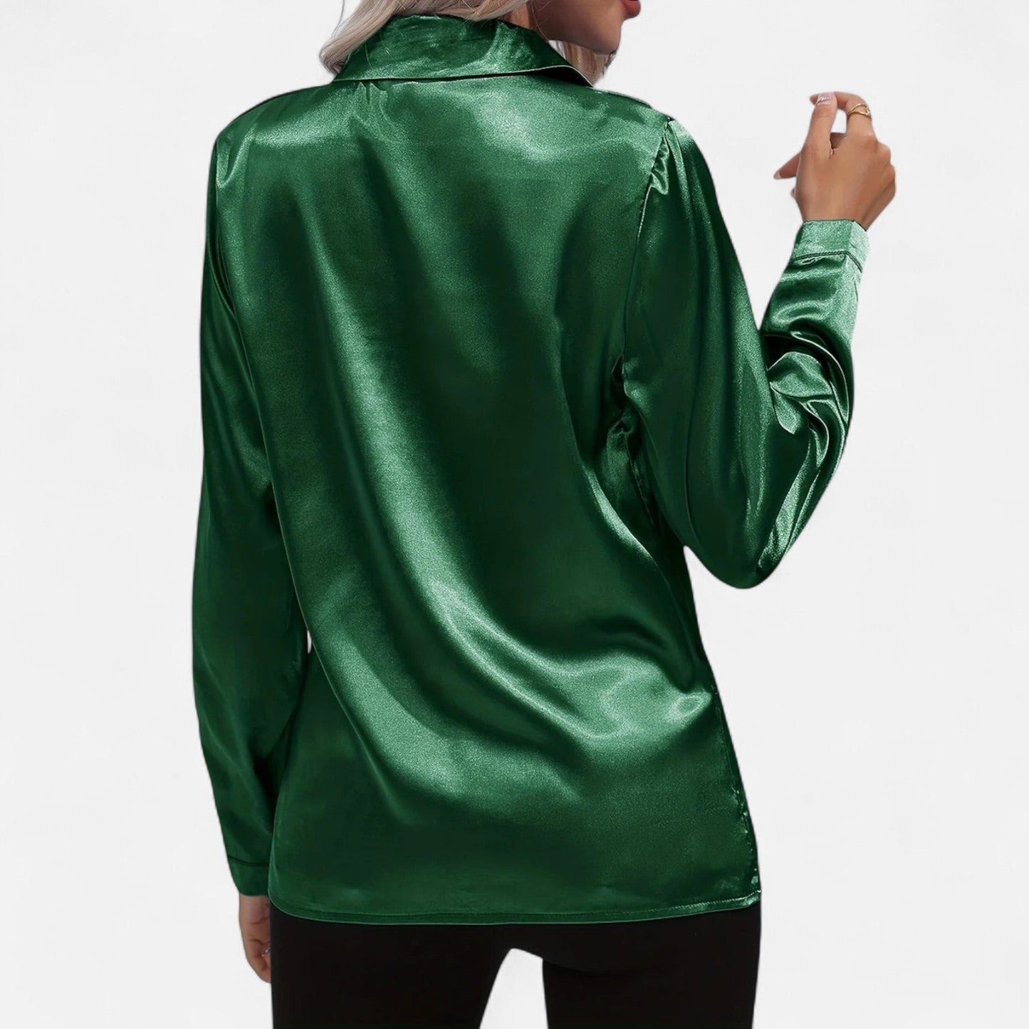Auvier | Satin Summer Shirt for Women – Elongated V-Neck, Luxurious Lightness