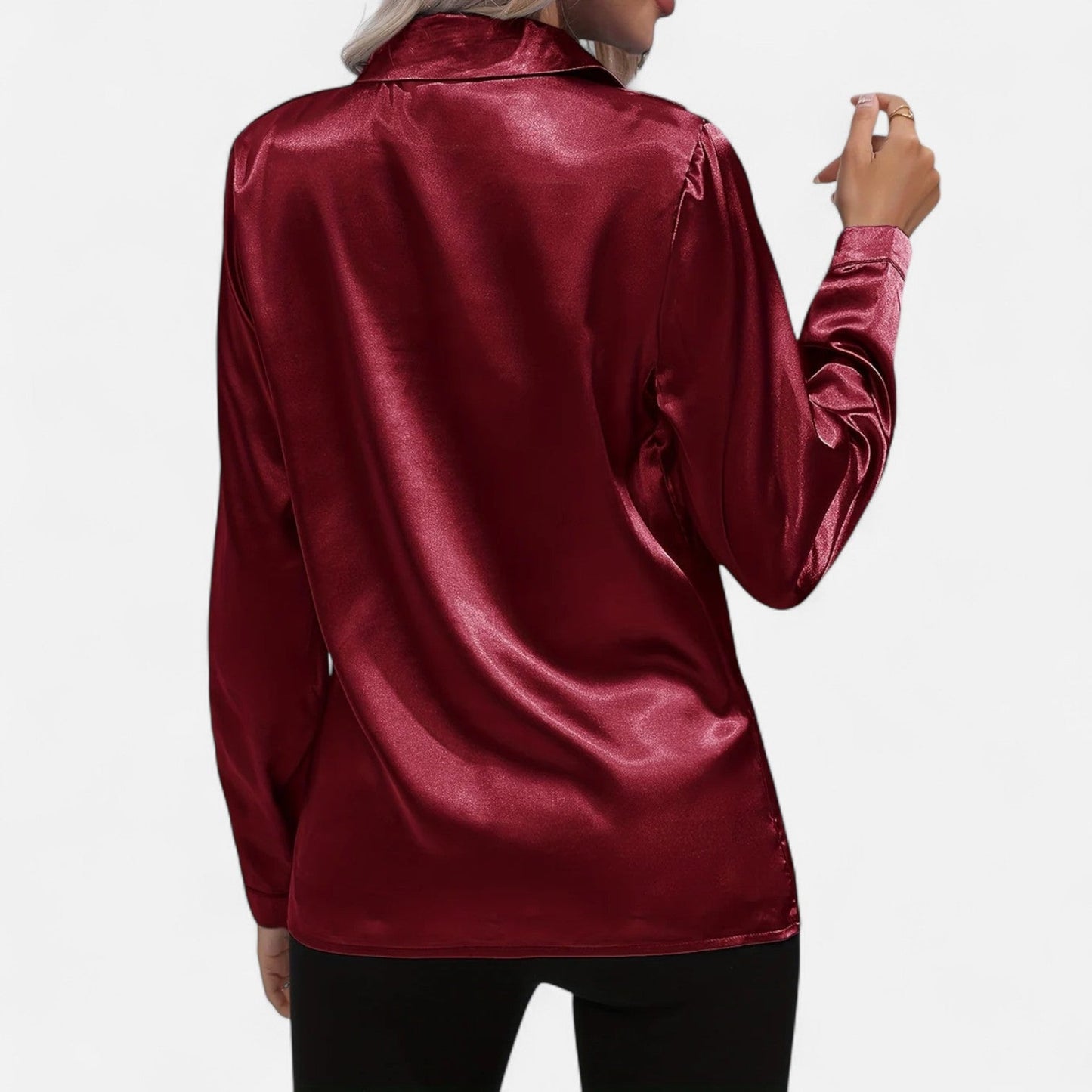 Auvier | Satin Summer Shirt for Women – Elongated V-Neck, Luxurious Lightness