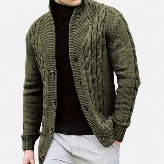 Auvier | Men’s Rib-Knit Button-Up Cardigan