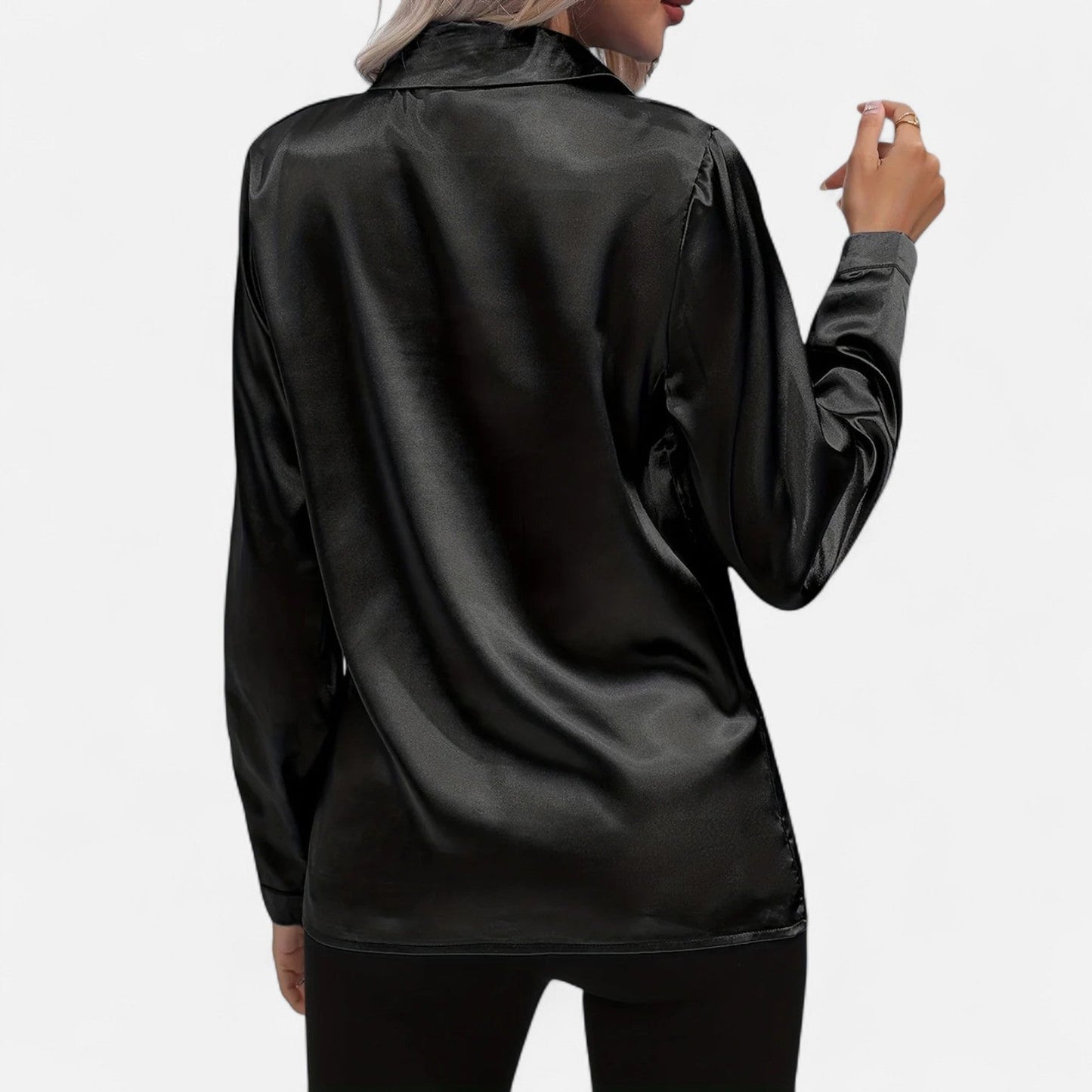 Auvier | Satin Summer Shirt for Women – Elongated V-Neck, Luxurious Lightness