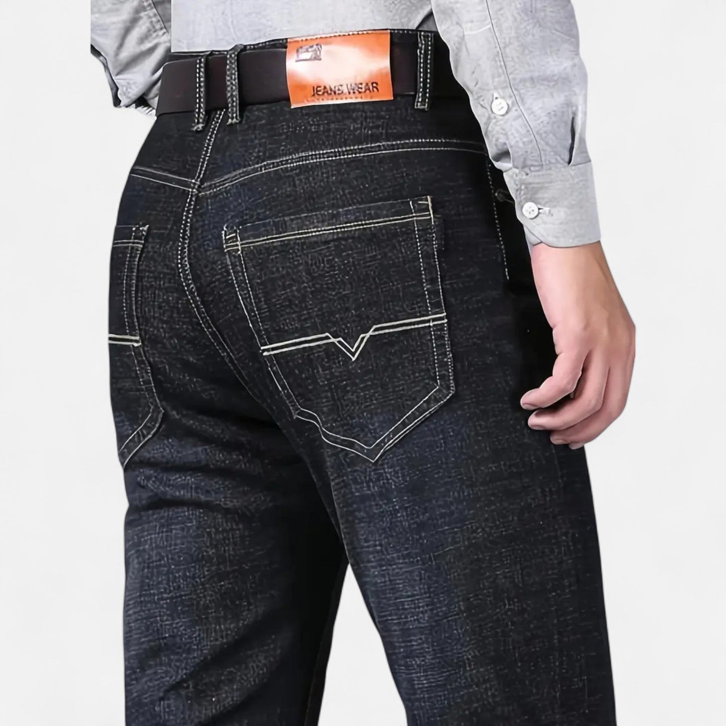 Auvier | Men’s High-Waist Faux Denim Trousers