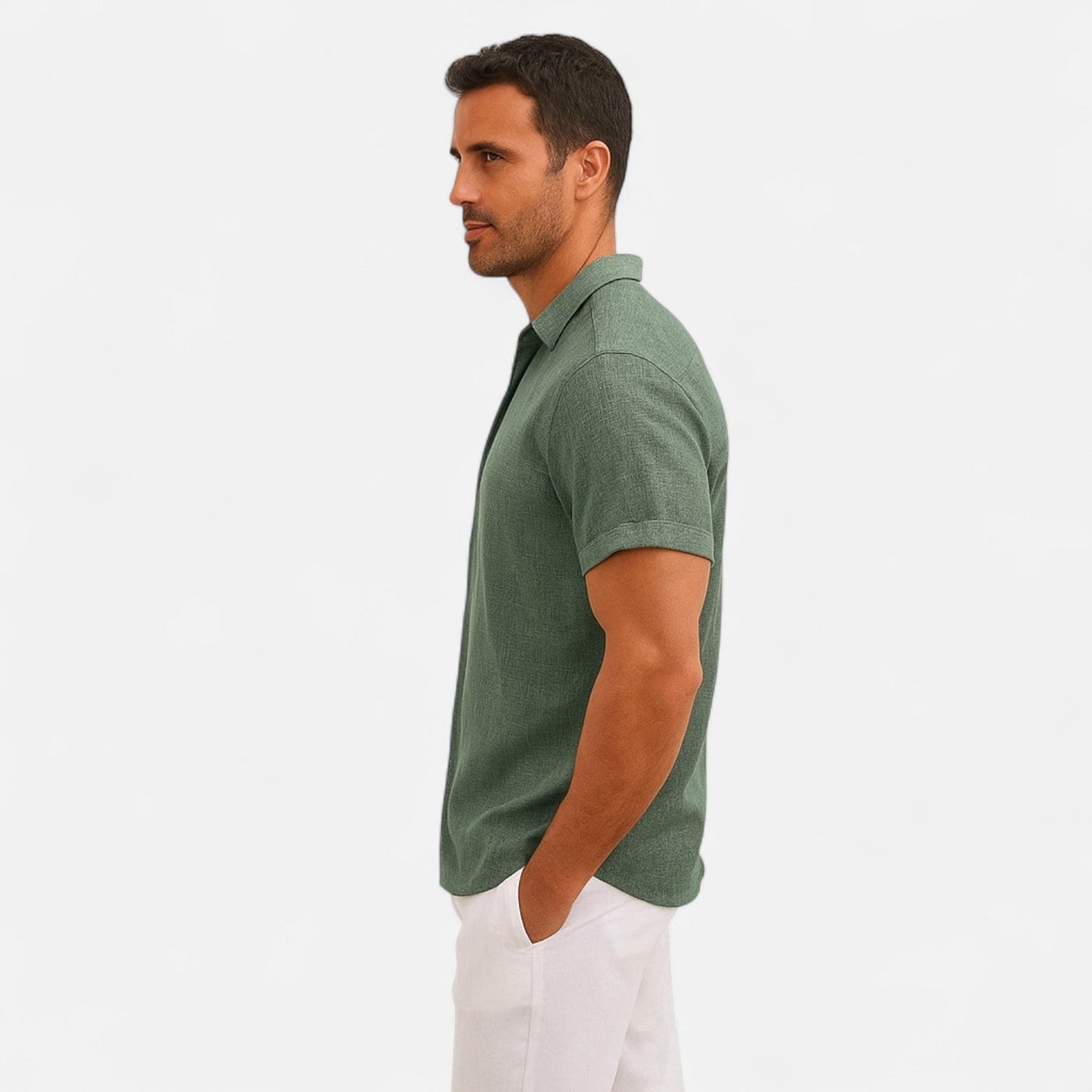 Auvier | Men’s Short-Sleeve Linen Shirt – Relaxed Lightness, Natural Elegance