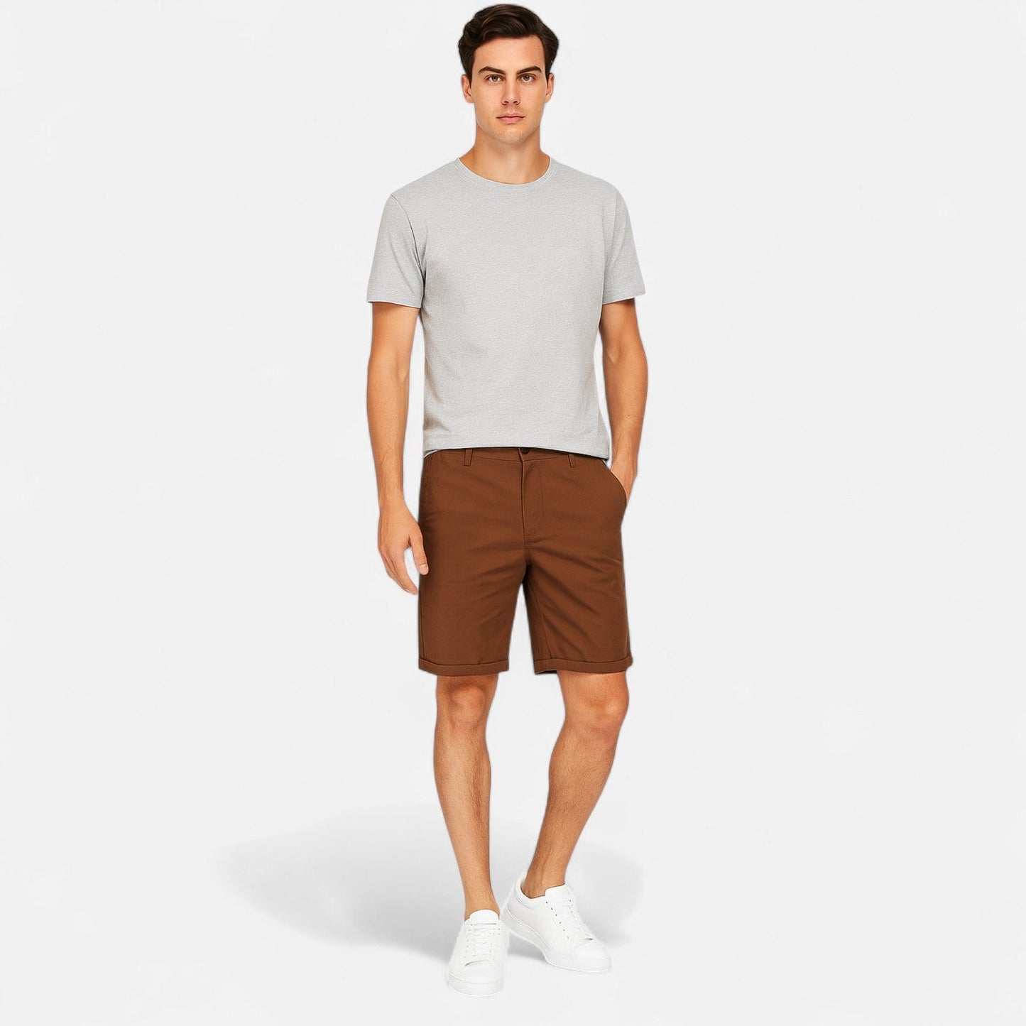 Auvier | 100% Cotton Plain Shorts for Men – Essential Simplicity, Natural Comfort