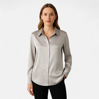 Auvier | Silk Button-Up Shirt for Women – Luxurious Fluidity, Timeless Elegance