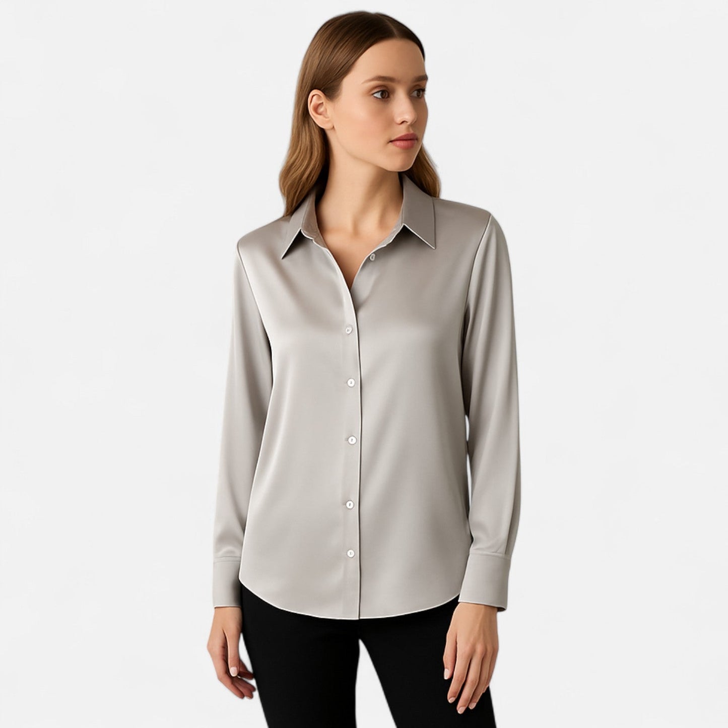 Auvier | Silk Button-Up Shirt for Women – Luxurious Fluidity, Timeless Elegance