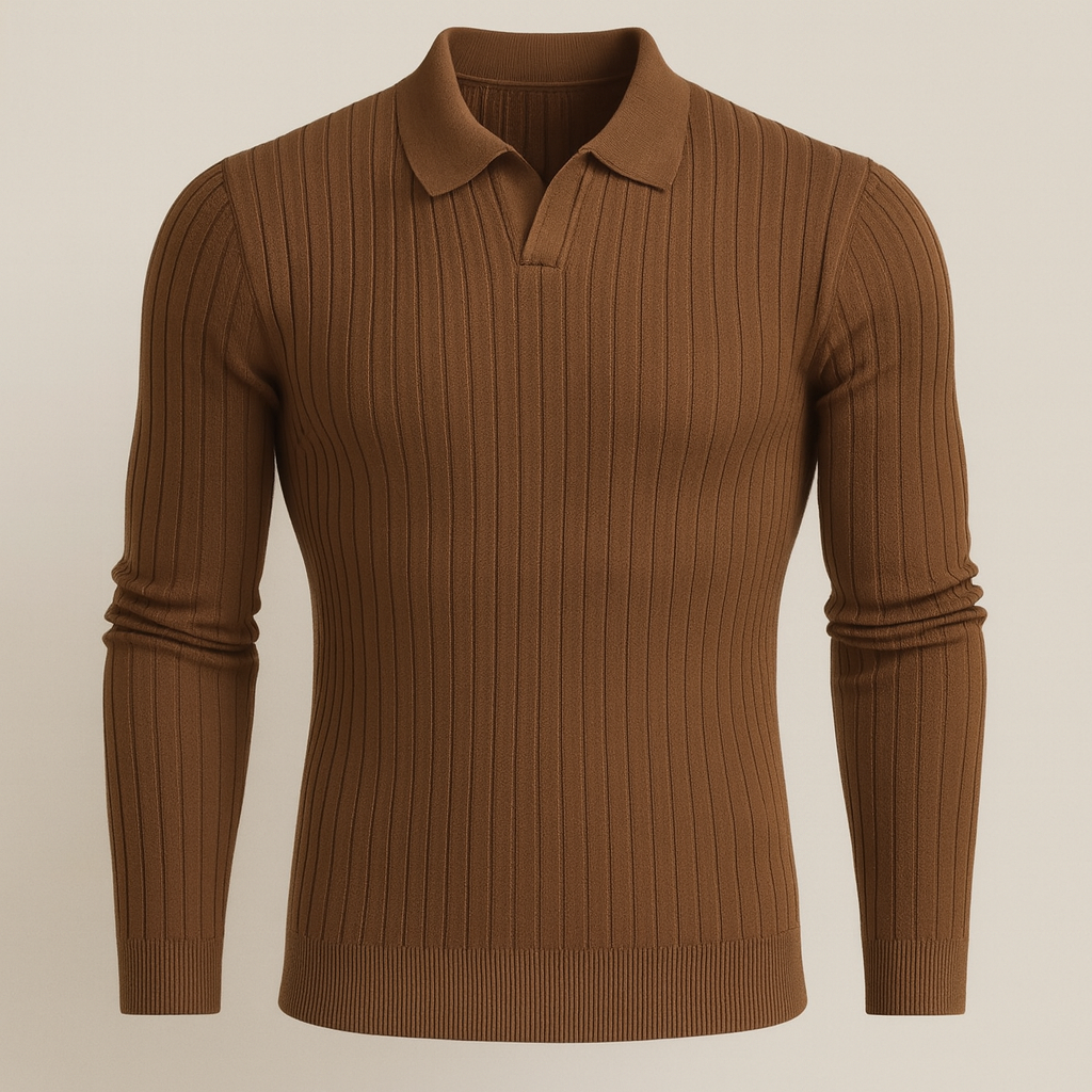 Auvier | Knitted Polo Shirt with Revere Collar for Men – Light Luxury, Contemporary Elegance