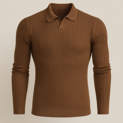 Auvier | Knitted Polo Shirt with Revere Collar for Men – Light Luxury, Contemporary Elegance