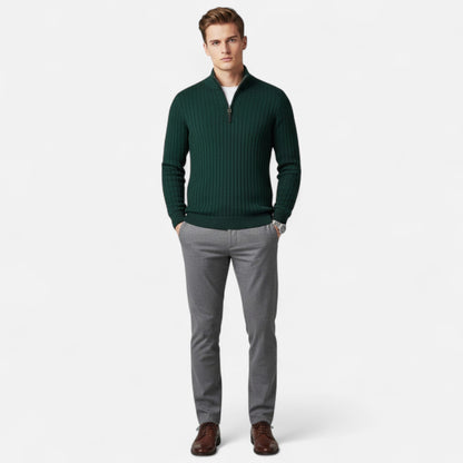 Auvier | Men’s Stand-Collar Half-Zip Sweater