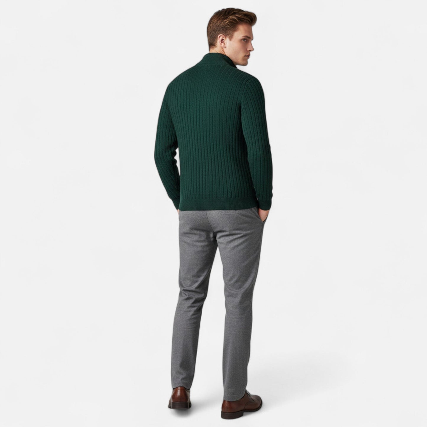 Auvier | Men’s Stand-Collar Half-Zip Sweater