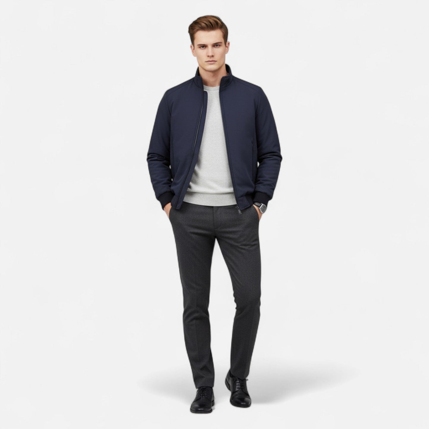 Auvier | Men’s Casual Solid Colour Fleece Jacket
