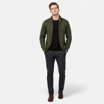 Auvier | Men’s Rib-Knit Button-Up Cardigan