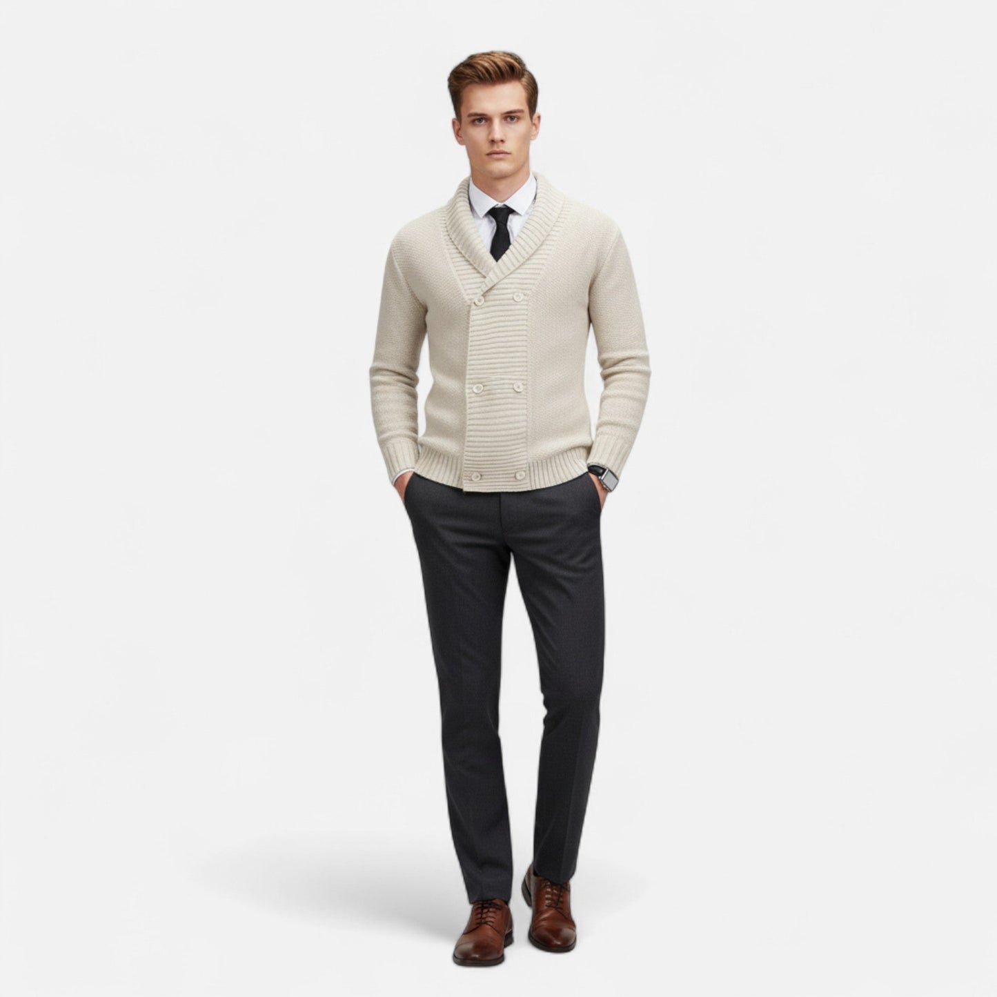 Auvier | Men’s Thick Knit Button-Up Cardigan