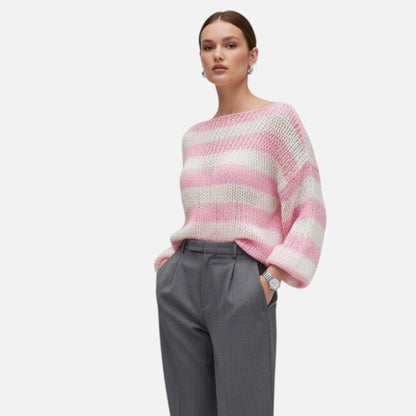 Auvier | Women’s Striped Loose Knit Pullover