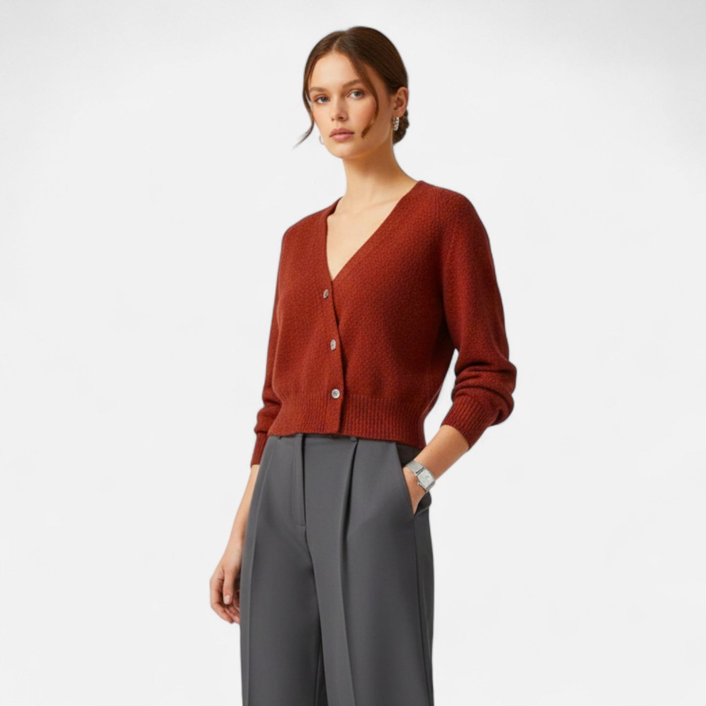Auvier | Women’s Skew Button Knit Cardigan