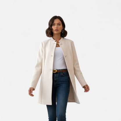 Auvier | Women’s Mid-Length Coat with Button Detail