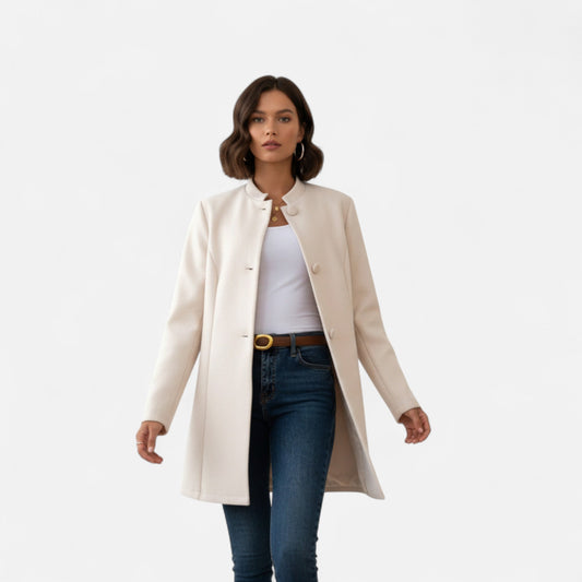 Auvier | Women’s Mid-Length Coat with Button Detail