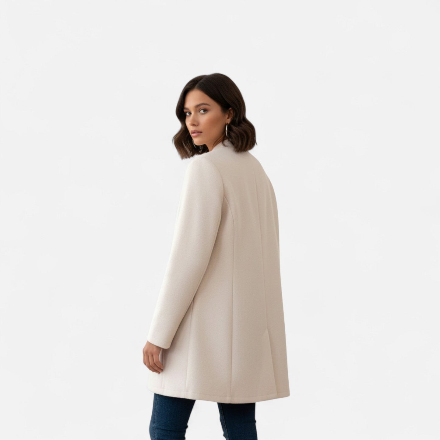 Auvier | Women’s Mid-Length Coat with Button Detail