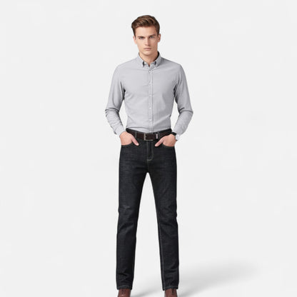 Auvier | Men’s High-Waist Faux Denim Trousers
