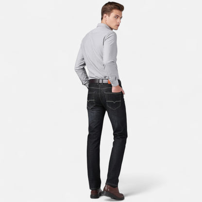 Auvier | Men’s High-Waist Faux Denim Trousers