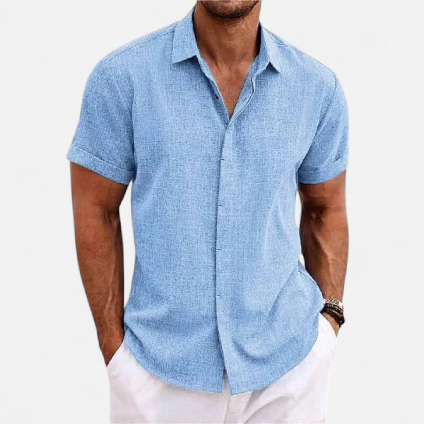 Auvier | Men’s Short-Sleeve Linen Shirt – Relaxed Lightness, Natural Elegance