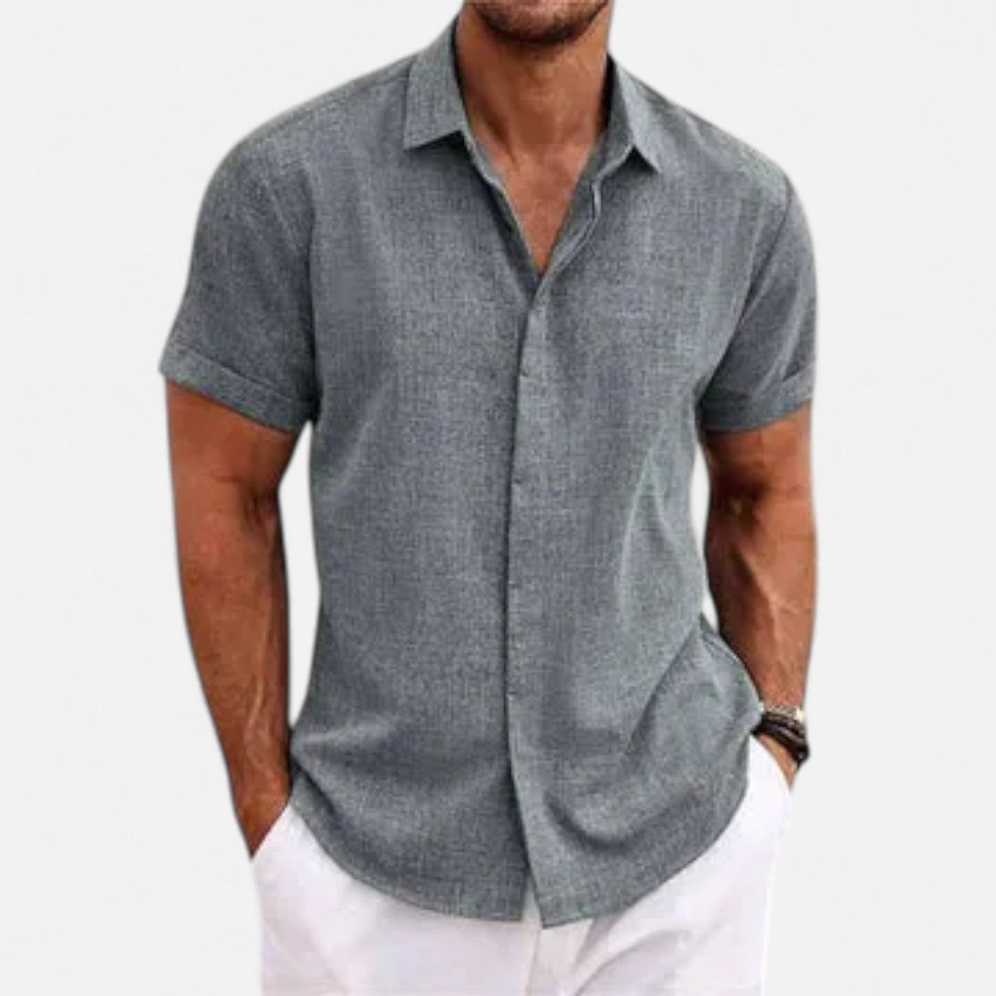 Auvier | Men’s Short-Sleeve Linen Shirt – Relaxed Lightness, Natural Elegance