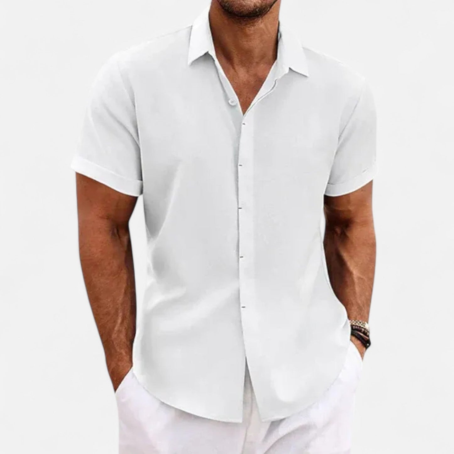 Auvier | Men’s Short-Sleeve Linen Shirt – Relaxed Lightness, Natural Elegance