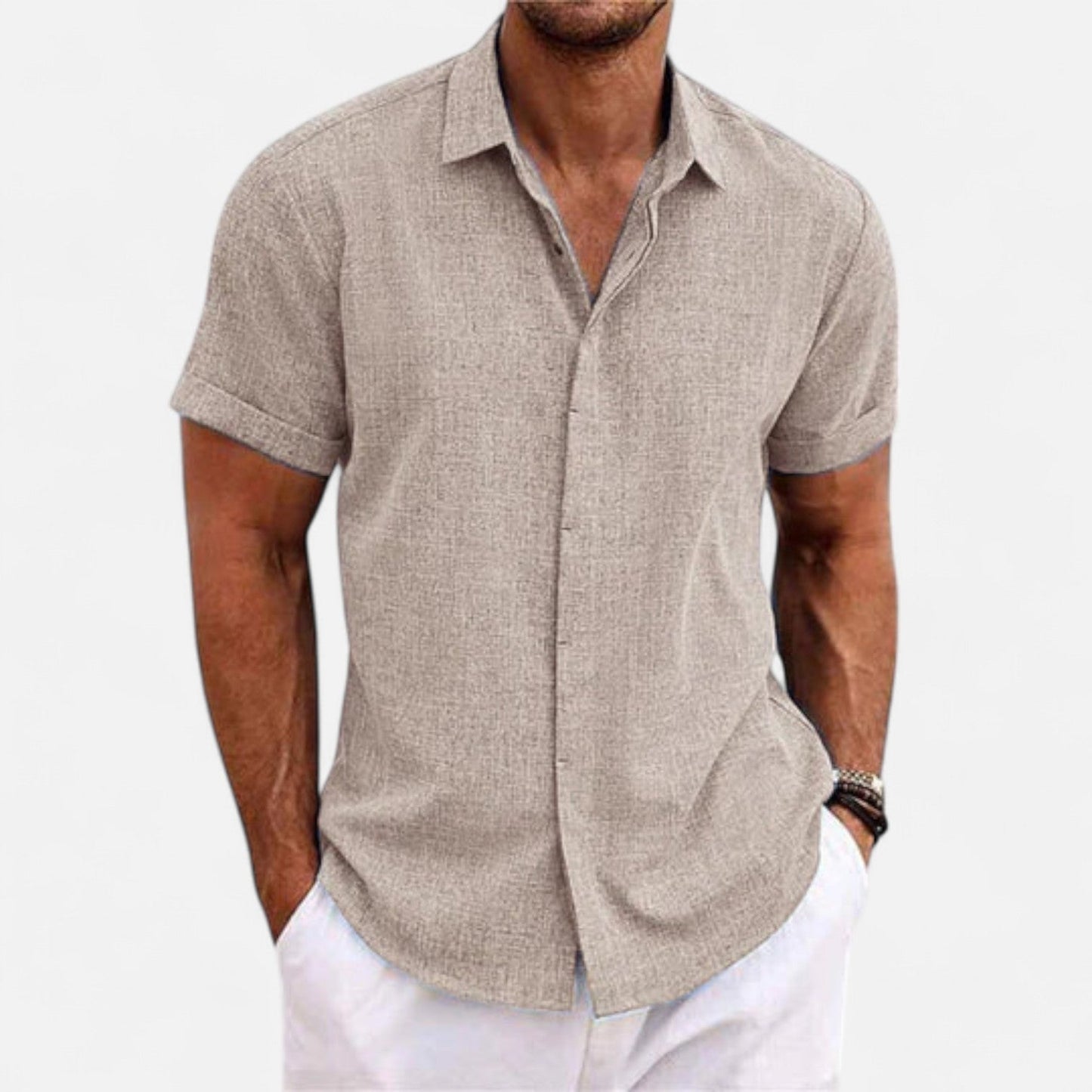 Auvier | Men’s Short-Sleeve Linen Shirt – Relaxed Lightness, Natural Elegance