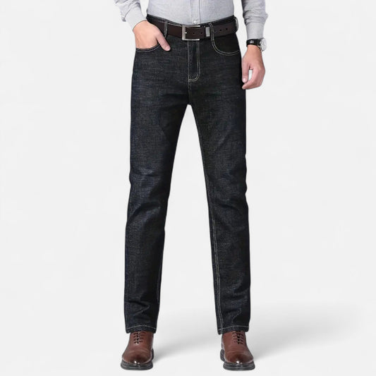 Auvier | Men’s High-Waist Faux Denim Trousers