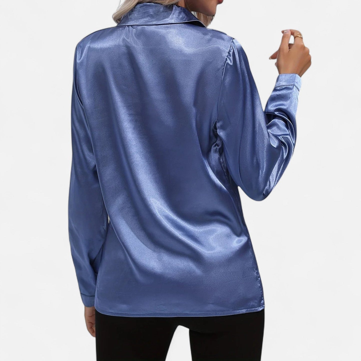 Auvier | Satin Summer Shirt for Women – Elongated V-Neck, Luxurious Lightness