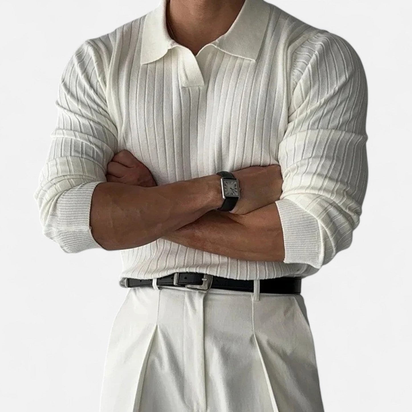 Auvier | Knitted Polo Shirt with Revere Collar for Men – Light Luxury, Contemporary Elegance