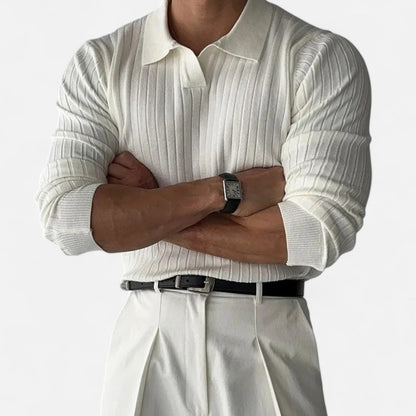 Auvier | Knitted Polo Shirt with Revere Collar for Men – Light Luxury, Contemporary Elegance