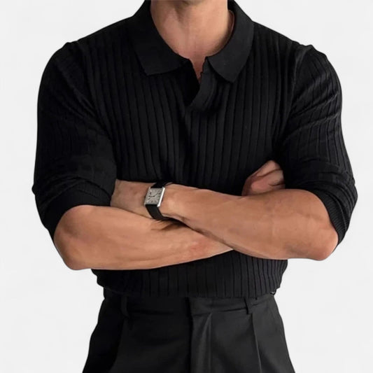 Auvier | Knitted Polo Shirt with Revere Collar for Men – Light Luxury, Contemporary Elegance