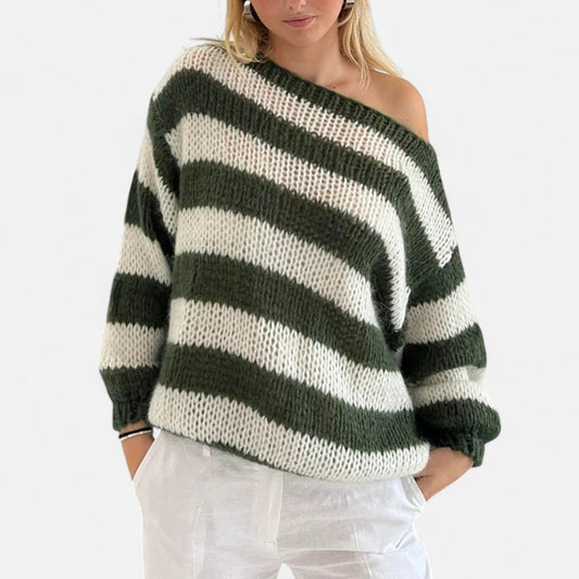 Auvier | Women’s Striped Loose Knit Pullover