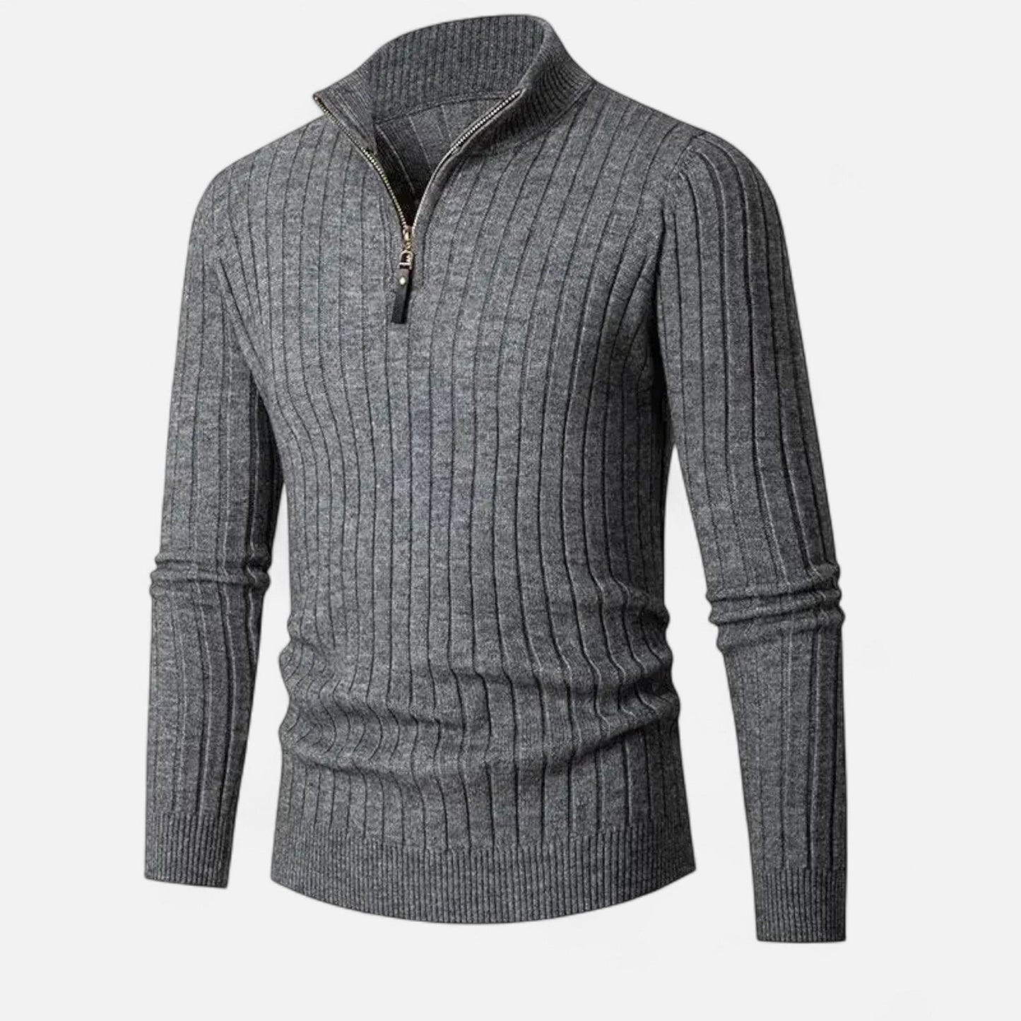 Auvier | Men’s Stand-Collar Half-Zip Sweater