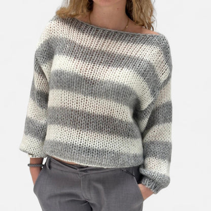 Auvier | Women’s Striped Loose Knit Pullover