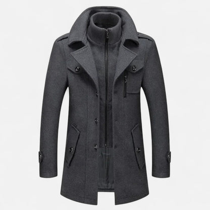 Auvier | Men’s Double-Collar Zipper Coat