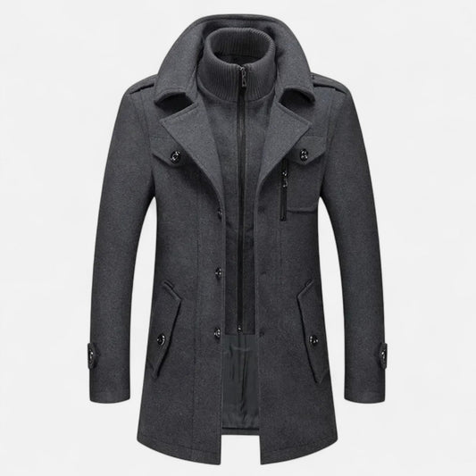 Auvier | Men’s Double-Collar Zipper Coat