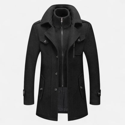 Auvier | Men’s Double-Collar Zipper Coat