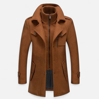 Auvier | Men’s Double-Collar Zipper Coat