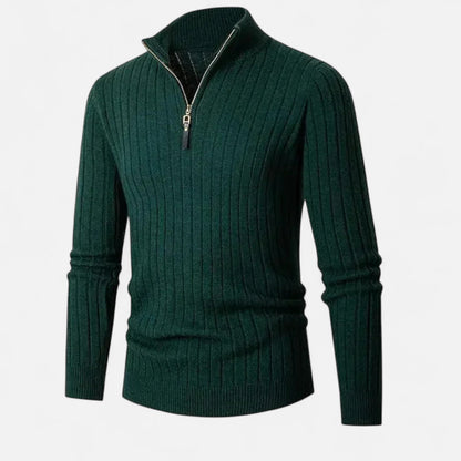 Auvier | Men’s Stand-Collar Half-Zip Sweater