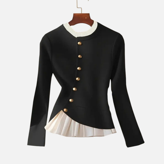 Auvier | Women’s Beige Pullover with Gold Buttons