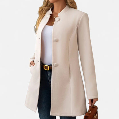 Auvier | Women’s Mid-Length Coat with Button Detail
