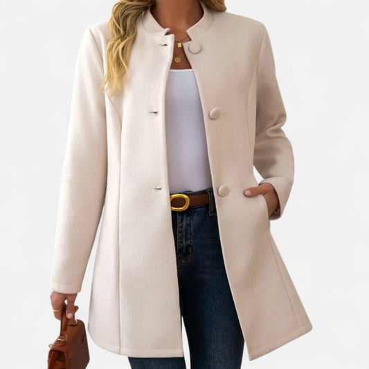 Auvier | Women’s Mid-Length Coat with Button Detail