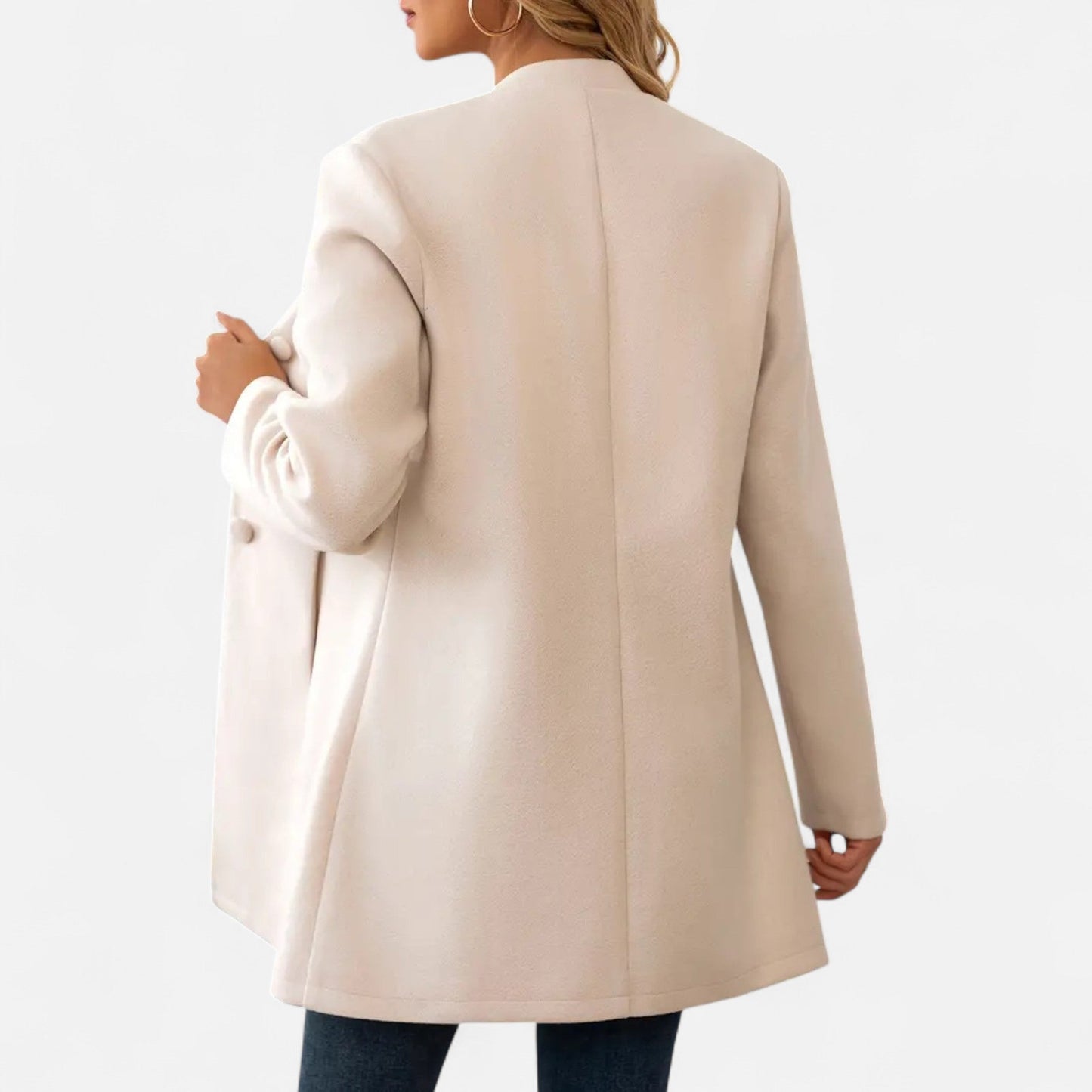 Auvier | Women’s Mid-Length Coat with Button Detail