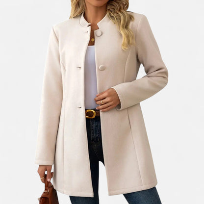 Auvier | Women’s Mid-Length Coat with Button Detail